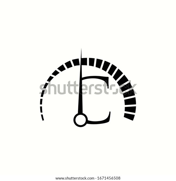 logo letter\
c with icon Speedometer vector\
design