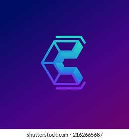 Logo letter C, initial C logo gradient color