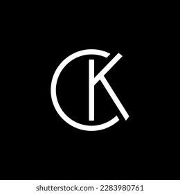 Logo letter C and K or circle and letter K white color black backround, suitable for logos of food companies, pharmacies, pharmacies, electronics stores and others