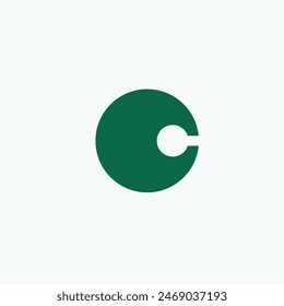 Logo letter C leaf green unique minimalist with blank background