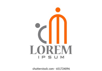 logo letter c and m parenting icon
