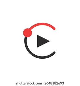 Logo letter C music media play unique design isolated