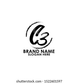 logo letter c with number 3 vector design