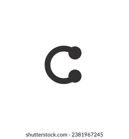 Logo letter C point, circuit, cable, network with transparent background
