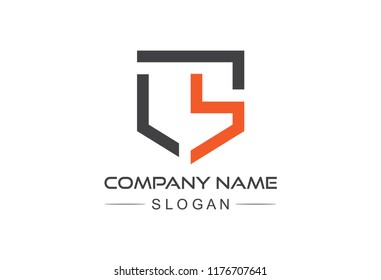 logo letter c and s flat line shield template