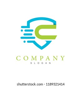 logo letter c, c letter logo and shipping service company + shield logo