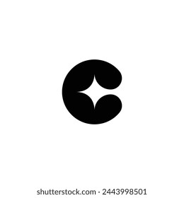 Logo letra C estrella minimalista con fondo en blanco