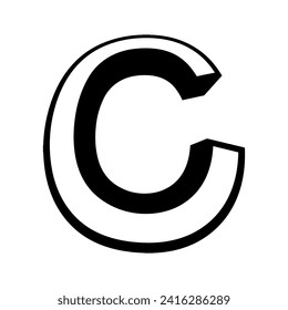 Logo letter c tall slender font letter c perspective height