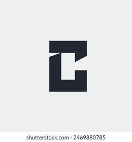 Logo letra C tecnología negrita diseño único minimalista con fondo en blanco