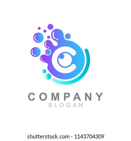 
the logo of the letter C that is inside the circle of water and there is the eyeball, the logo is ready to use