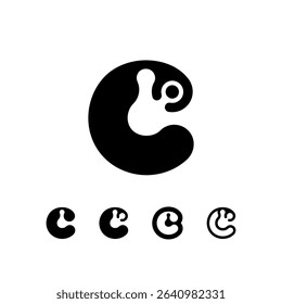Logo Letter C, trendy modern alphabet font, set of five different letter c for your brand name design, vector illustration 10 EPS