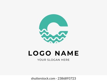Logo Letter C and Wave, Modern Fresh Trendy and Minimalist. Editable File