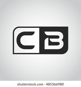 Logo letter CB with two different sides. Negative or black and white vector template design