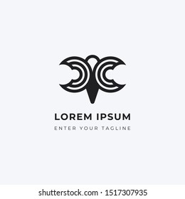 Logo Letter CC Wings Bat, Concept Letter C + C + Icon Wing Bat.