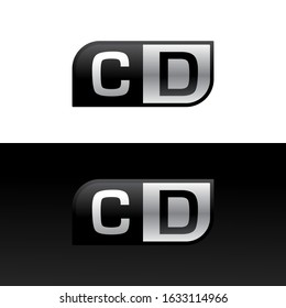 Logo letter CD with two different sides. Negative or black and white vector template design vector