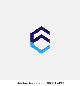 Logo letter CE pentagon, simple initial ce unique design pentagon.