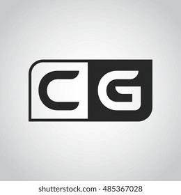 Logo letter CG with two different sides. Negative or black and white vector template design