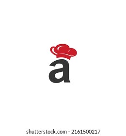 Logo of Letter a and chef hat symbol isolated on white background for Chef or food industry. Vector illustration flat design.