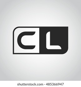 Logo letter CL with two different sides. Negative or black and white vector template design