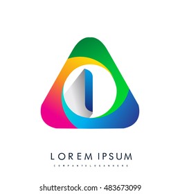 logo I letter, colorful icon in the triangle shape, Vector design template elements for your application or company identity.