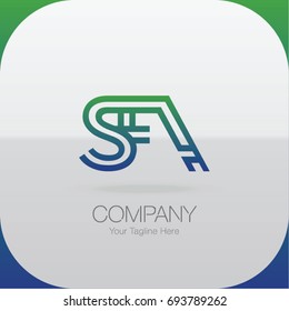 Logo Letter Combinations S, F and A. 3 Letter Logo Combination