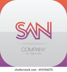 Logo Letter Combinations S, A and N. 3 Letter Logo Combinations 