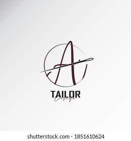 logo letter a combined with sewing needles, simple and elegant logo, this logo is suitable for tailors