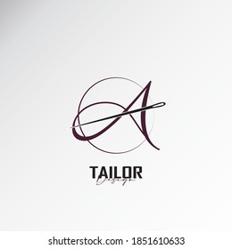 logo letter a combined with sewing needles, simple and elegant logo, this logo is suitable for tailors