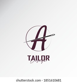 logo letter a combined with sewing needles, simple and elegant logo, this logo is suitable for tailors