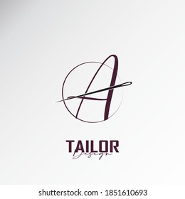 logo letter a combined with sewing needles, simple and elegant logo, this logo is suitable for tailors