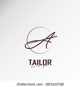 logo letter a combined with sewing needles, simple and elegant logo, this logo is suitable for tailors