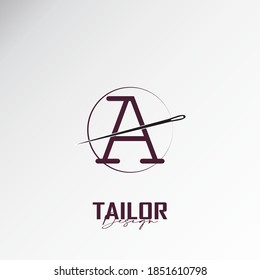 logo letter a combined with sewing needles, simple and elegant logo, this logo is suitable for tailors