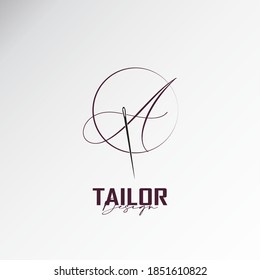 logo letter a combined with sewing needles, simple and elegant logo, this logo is suitable for tailors