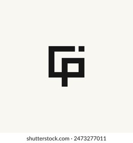Logo letter CP pixel box unique design with blank background