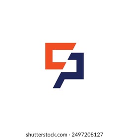 Logo letter Cp square minimalist simple design with blank background