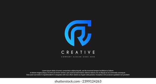 Logo letter CR, C, R creative design initials Abstract design - Vector