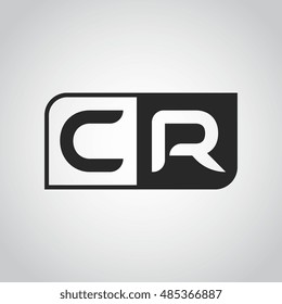 Logo letter CR with two different sides. Negative or black and white vector template design