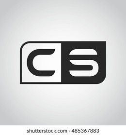 Logo letter CS with two different sides. Negative or black and white vector template design