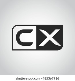 Logo letter CX with two different sides. Negative or black and white vector template design