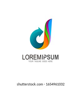 Letra de logotipo d, logotipo d y flecha + logotipo con pantalla tridimensional,icono 3d