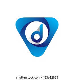 Logo letter D blue colored in the triangle shape, Vector design template elements for your application or company identity.
