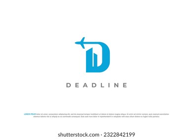 logo letter d building and plane business deadine