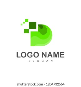 logo letter d, logo d by pixel + application symbol