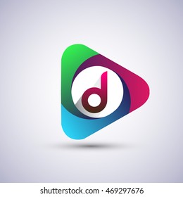 logo letter D colorful icon in the triangle shape, Vector design template elements for your application or company identity.