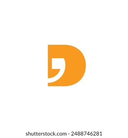 Logo letter D comma unique design with blank background