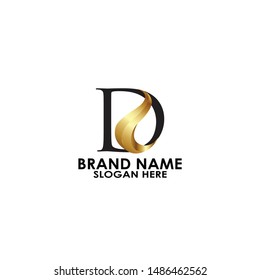 logo letter d with curve gold luxury logo vector