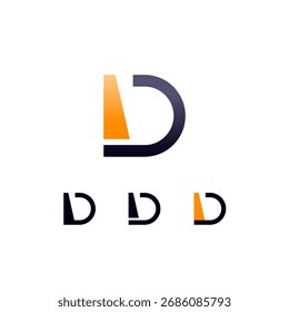 Logo Letter D, digital cyber space alphabet font, set of four different letters of the made technical stencil style