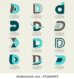 Elemento D de la letra de logotipo y símbolo de icono web abstracto y de vector de globo. Icono de signo y conjunto de etiquetas inusuales. Diseño gráfico fácil de editar para Su diseño. Icono moderno de logotipo.