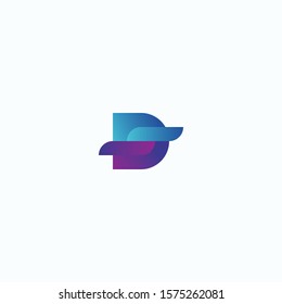 Logo Letter D Flat Design With Gradient Color, Concept Initial D + Symbol Sunset.
