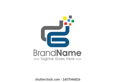 logo letter D G or D and g flat line concept